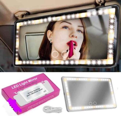 Car Sun Visor Vanity Mirror: Rechargeable Led Makeup Mirror with 3 Light Modes & Dimmable Touch Screen - Car Mirror Accessories for Women Girl
