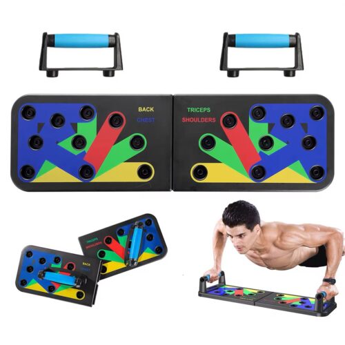 Foldable Muscle Strength Multi Functional Exercise Push Up Board For Unisex - Black