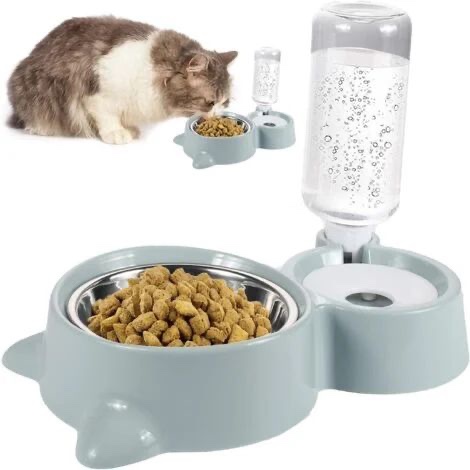 Water and Food Bowls Cat，Gravity Water Bowl Cat Dog - 15° Tilted Elevated Pet Bowl Raised Pet Feeder Bowl for Cats and Small DogsAutomatic Water