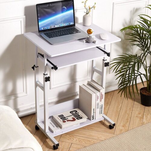 Adjustable Height Mobile Laptop Table Computer Desk Sofa Bed Sliding Tray Stand