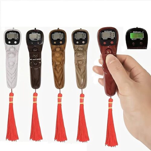 Digital Tasbeeh with Rotating Prayer Beads Portable Finger Counter Screen Light