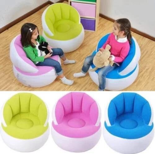 Kids Inflatable Sofa Chair With Backrest & Foot Air Pump With Hose (1 Set / 85x74 Cm Approx)
