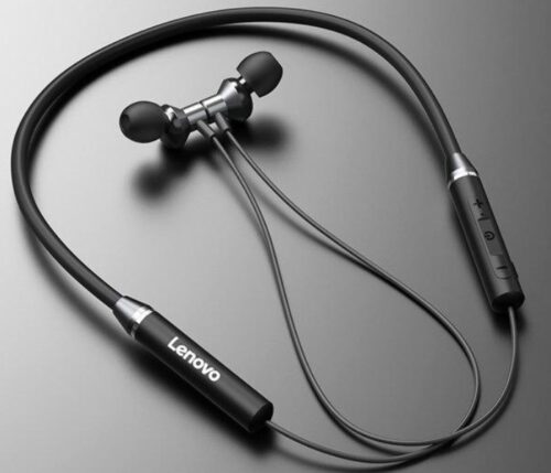 Lenovo HE05 Original Wireless Bluetooth 5.0 Stereo Magnetic Neckband In-Ear Headphone with Noise Cancellation - Black
