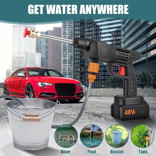 48V High Pressure Cordless Car Washing Gardening Spray Gun