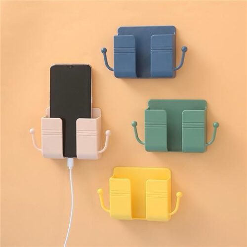 Wall Mobile Phone Holder Plug Phone Charging Stand Remote Control Storage Box Bracket Punch-Free Mounted Organizer HoldersMultifunction Wall