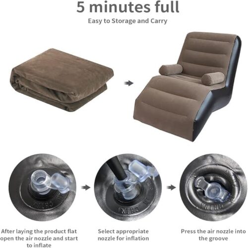Creative Inflatable Recliner, Inflatable Sofa Lounger, Lazy Floor Chair with armrests, Suitable for Indoor Living Room Bedroom, Outdoor Travelling Camping || Pack of 1