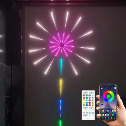 LED Firework Lights Indoor App & Remote Control RGB Color 213 Dynamic Modes Led Strip Lights Christmas Birthday Party Decoration-Dc