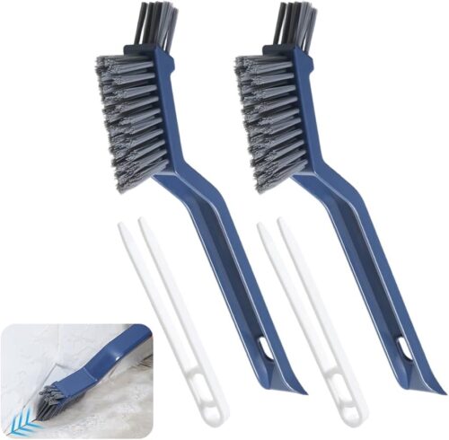 2 Pack Gap Cleaning Brush with Long Handle Multifunctional Hard Bristle Crevice Toilet Cleaning Brush Cleaning Tools Brush Clean Dead Corners of Bathroom Kitchen Tiles Door Window Dc