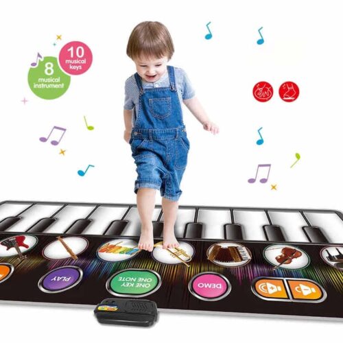 Classiblueildren'spacertronic Piano Blbeads Black and White Electric Kids Toy Music Keyboard Piano Dancing Soft Play Mat 15"