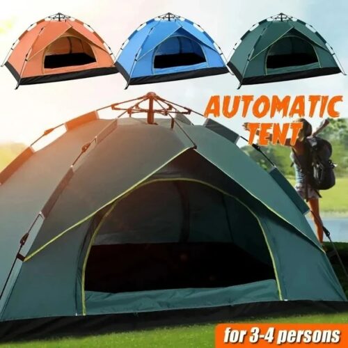 4-Person Pop Up Tent for Camping, Automatic Instant Tent, Green blue
