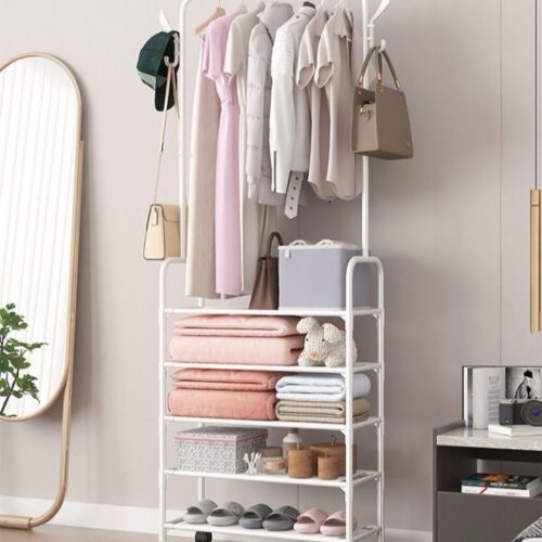 Home Clothes Storage Racks Drying Floor Rack for Shoes Standing Coat Rack Garment Furniture Rack Wardrobe Garment Clothes Shelve fs