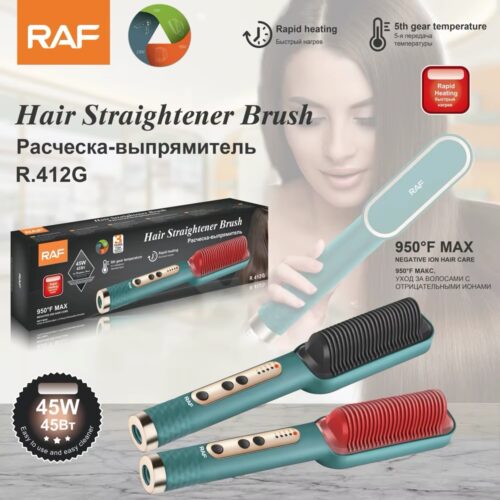 RAF New Straight Hair Comb, Negative Ion, No Harm To Hair, Straight Hair Curling Dual Purpose Electric Curling Rod Straightener de