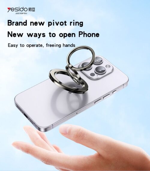 Yesido C206 Zinc Alloy 180 Degree Dlip and Fold Built-in N52 Magnets Double Ring Metal Folding Ring Phone Holder