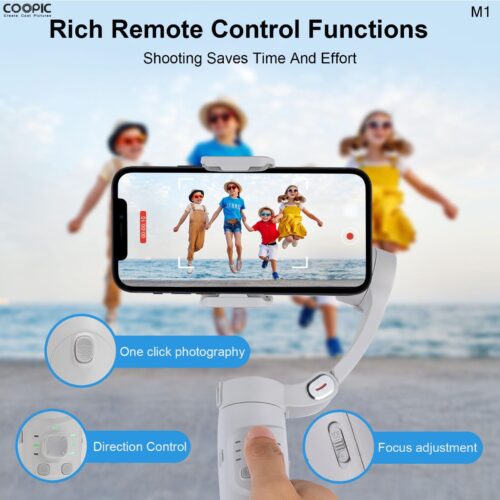 COOPIC M1 3-Axis Foldable & Pocket size Anti -Shake Smartphone Gimbal Stabilizer with Face Tracking & Bluetooth Control fit for iPhone/Android Ideal for TikTok, YouTube, and vlogging etc.,