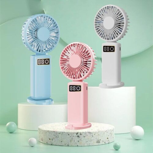 High-end Large Air Volume USB Charging Digital Display Desktop Handheld Mini Electric Fan Fs