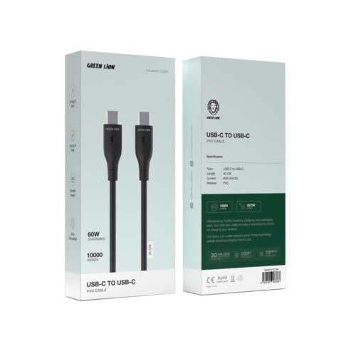Green Lion USB-C To USB-C PVC Cable - Black