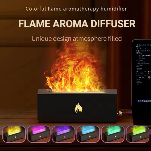 Flame Aroma Diffuser 320ML Ultrasonic Cool Mist Maker Fogger Colorful Volcanic Essential Oils Diffuser Bedroom Air Humidifier Ut