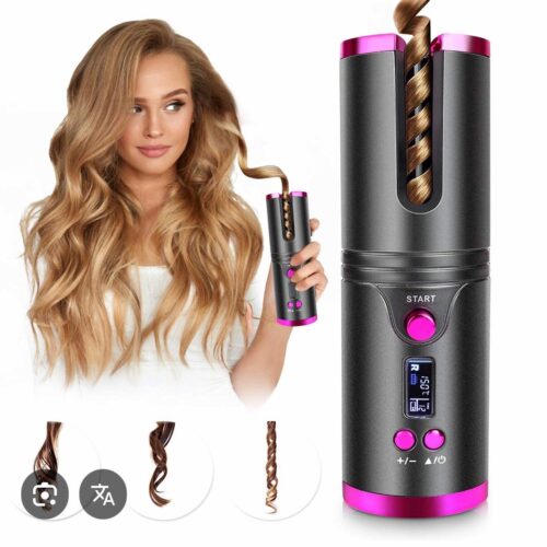 Wireless Automatic Hair Curler Wireless Automatic Hair Curler Ceramic Rotating Cordless USB Charging Timer LCD Digital Display dg