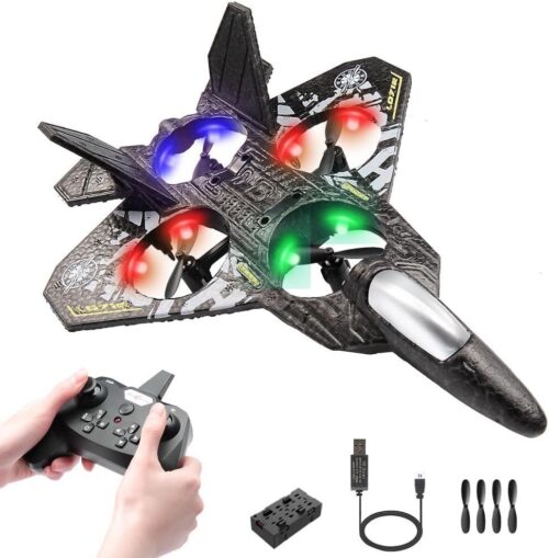 RC Plane Drone Helicopter Quadcopter, RTF 2.4GHz 6-axis Gyro Remote Control Airplane RC Jet Fighter Easy to Fly RC Glider Toys for Adult Kids (Blue)ms