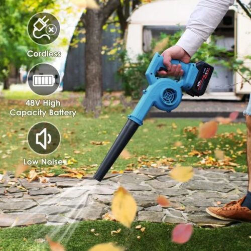 Electric leaf blowers and vacuums, 2-in-1 Cordless Garden Leaf Blower & Vacuum Cleaner，for Lawn Leaf Blowing, Snow，Car, Dust Clearing +5.5A Battery+Charger DC18RC，Compatible with Makita Battery Ro