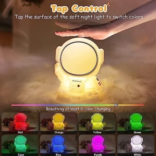 RADKIN Night Lamp, Night Lamp for Kids, Silicone Cute Astronaut Table Lamp, Birthday Gift for Girls/Boys, Colour Changing with USB Rechargeable Night Light for Bedroom(Astronaut Table Lamp)Dc