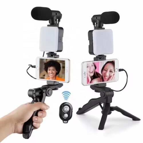 AY- KD49 /20Tripod Vlogging Kit Smartphone Vlog LED Light Live Streaming Microphone Video Making Kit Lc