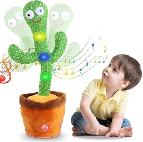 Dancing Musical Toy for Baby Funny Cactus Talking Toy for Baby Kids Soft Plush Talk Back Toy, Can Sing, Record and Repeats (Catcus)