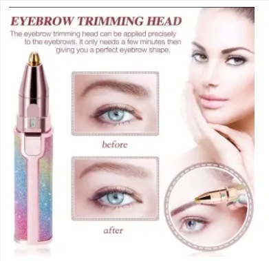 Flawless 2 in 1 Eye Brow And Facial Hair Remover Chargeable , Multi Attractive Color With USB Charging Cable And Cleaning Brush Ro