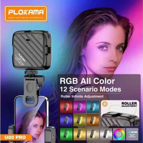 Plokama U80 Pro Portable RGB LED Light – Mini Photography Lamp R18 Video Light for Mobile Nw