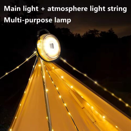 LED Camping String Light, USB Charging Lantern, 2000mAh, IPX4 Waterproof, Rechargeable Lanterns