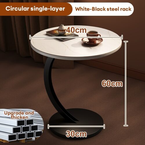 New Living Room Coffee Table Circular Side Table, Small Coffee Table: C-Shaped Sofa Table able Desk Office Laptop Table, Sofa Side Table, Round Metal End Table