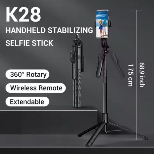 K28 Selfie Stick Tripod Extendable with Wireless Remote Floor Live Broadcast Bracket Handheld Stabilizer Selfie Stick Tripod cy