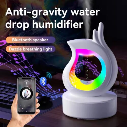 Anti Gravity Design Air Humidifier for Home and Office, Blue Tooth Speaker with Colorful Breathing Light