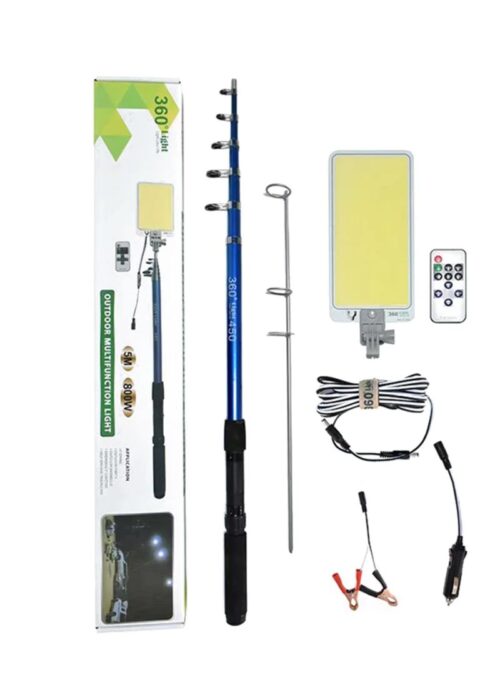 360° Light Multifunction Outdoor LED Fishing Rod Light 5M Camping Lantern Lamp with IR Remote 3 Modes 800W