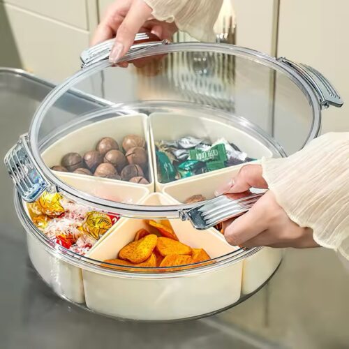 Serving tray for divided vegetable tray with lid sealed secfruit fruit storage box 4 compartment snack boxDic