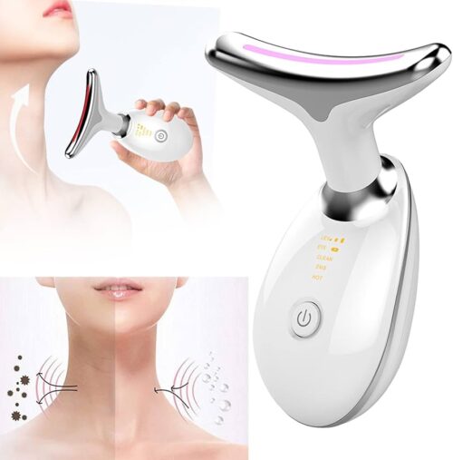 Neck Beauty Instrument, Face Neck Massager Device, Promote Absorption High Frequency Vibration Collagen Regeneration, For Gua Sha Facial Tools For Firming (WHITE)dg