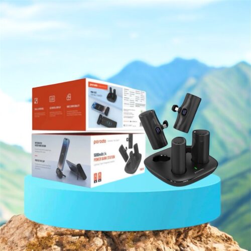 Porodo 5000mAh 4 Power Bank Station with Lightning Type-C integrated Connector Ro