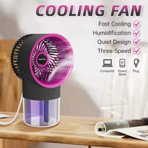 Air Conditioner Cooling Fan Portable Water Spray Humidifier Fan USB Rechargeable Air Circulating Fans With LED Light Air Cooler nw