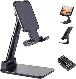 Phone Stand, Mobile Holder, Foldable cell phone holder for desk, Universal Tablet adjustable stand compatible with mobile phone/I pad/tablets (Black)