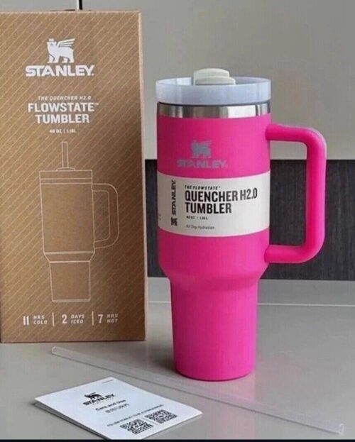 Stanley Quencher Stainless Steel Vacuum Insulated Tumbler with Lid and Straw for Water, Iced Tea or Coffee, Smoothie and More,40 oz