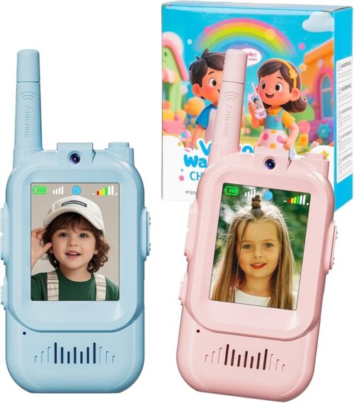 Walkie Talkie for Kids with Video: 2 Pack Rechargeable Toddler Radio Toys with HD Camera & Voice Changer, Long Range Gift Toys for Boys & Girls Ages 3-8 for Outdoor Play, Camping, Travel, Hiking